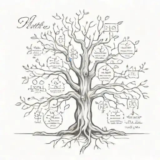 Family Tree With Date Of Births Instead Branches And The First Letter Of The Names
