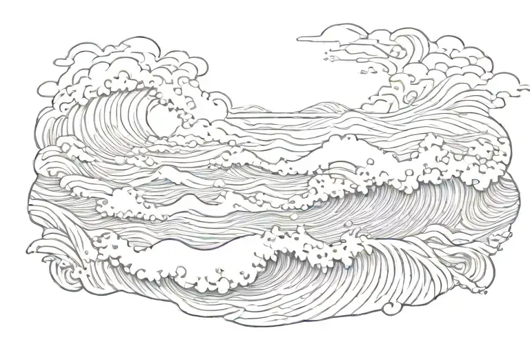 Sea Of Waves With A Sunset