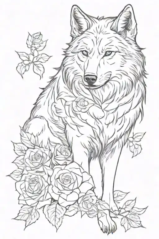 Simple Wolf Wrapped In Roses
