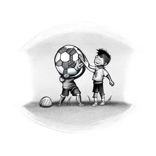 Men And Child Holding Hand With Football T-shirt