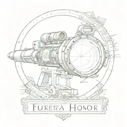 A Realistic Depiction Of A Sniper Scope With The Words 'Fuerza Y Honor' Incorporated Into The Design