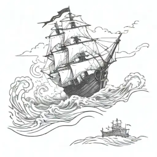 Yogg Saron's Tentacles Reaching Out Towards A Pirate Ship On A Stormy Sea