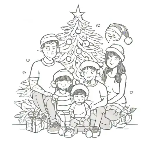 A Family Posing In Front Of A Christmas Tree