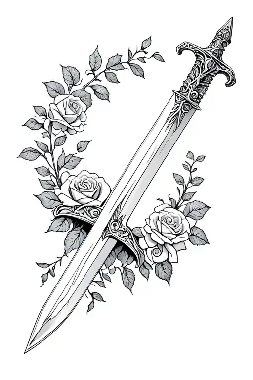 Sword With Small Roses Around