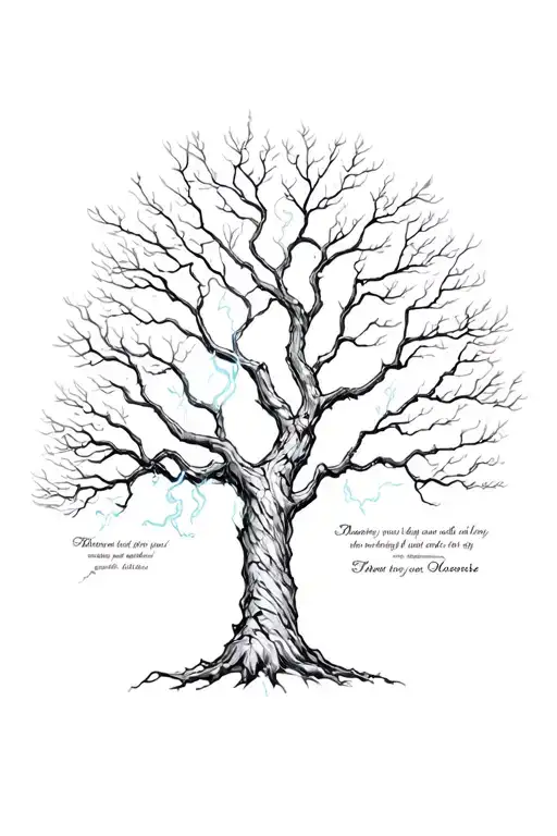 Tree With Lightning And Some Meaningful Quote About Family And Add Names For The Branches