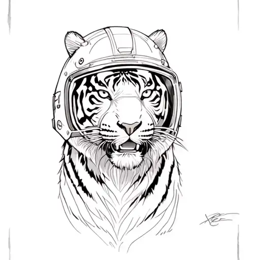 A Tiger Wearing A Helmet