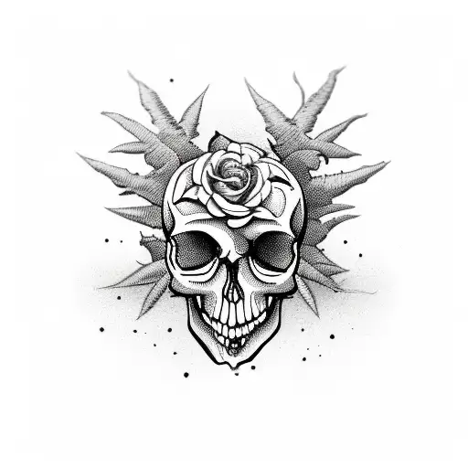 Olive Branch With Skull And Rosed