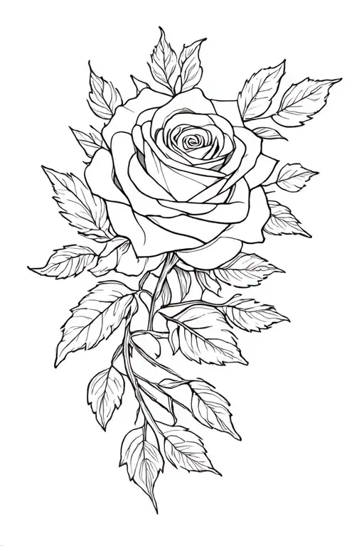 Rose And Leaves Intertwined