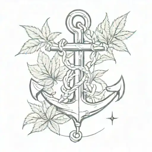 Weed Leaf And Anchor Intertwined