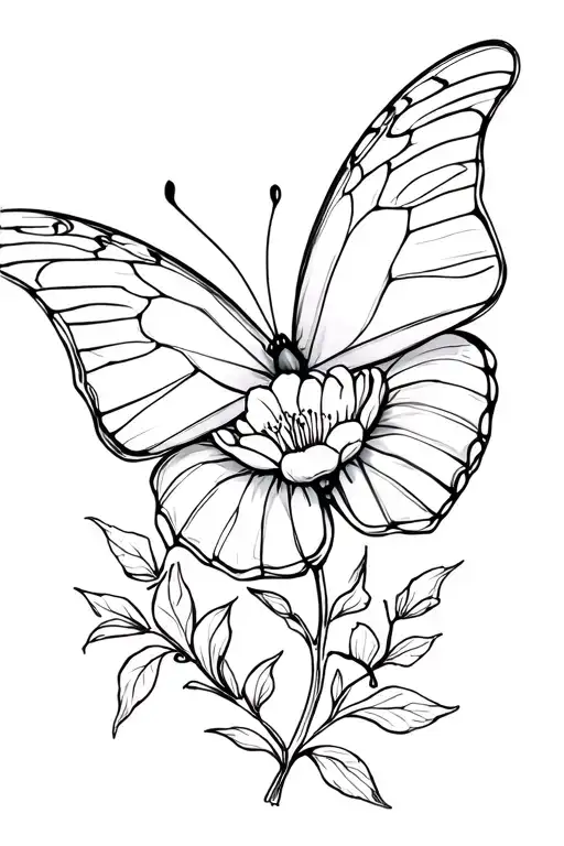 Growing Butterfly With Cherry Flower Petals