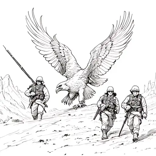 Eagle With Soldiers Walking