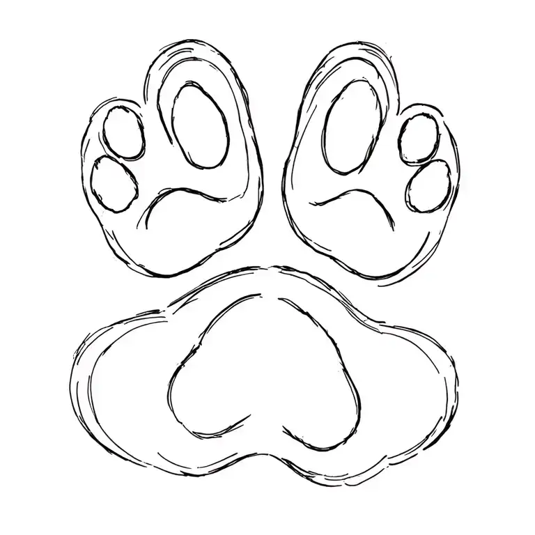 Paw Print And Footprint