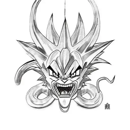 Son Goku And Shenron On Background