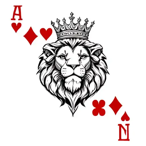 Lion Crown King And Ace Playing Card