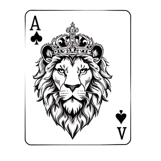 Lion Crown King And Ace Playing Cards Forming The Shape
