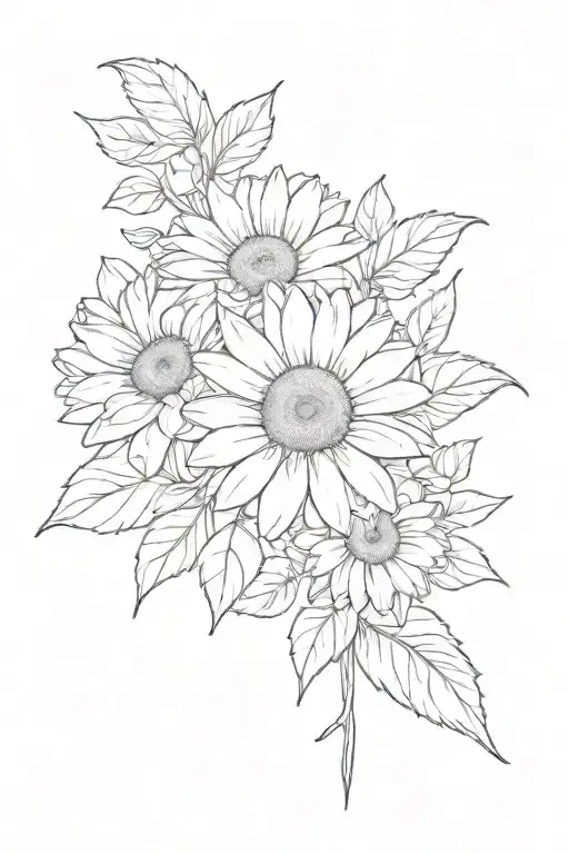 Simple Daisy And Rose Birth Flowers