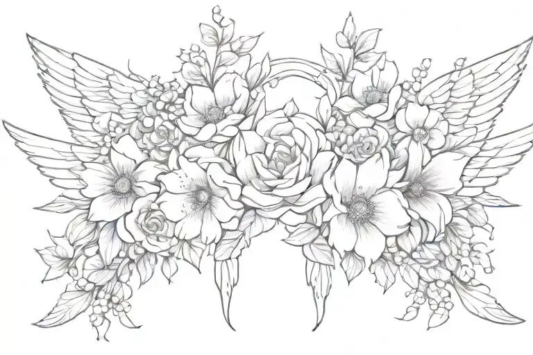 Angel Wings With Flowers