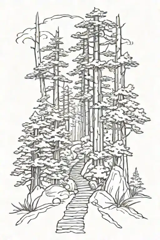 Redwood Forest With Small Path