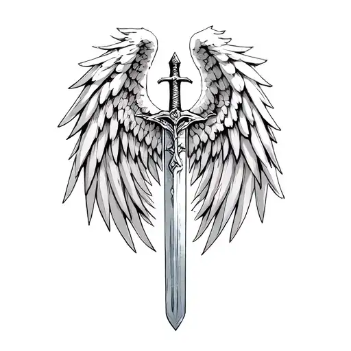St Michael Sword One Angel Wing