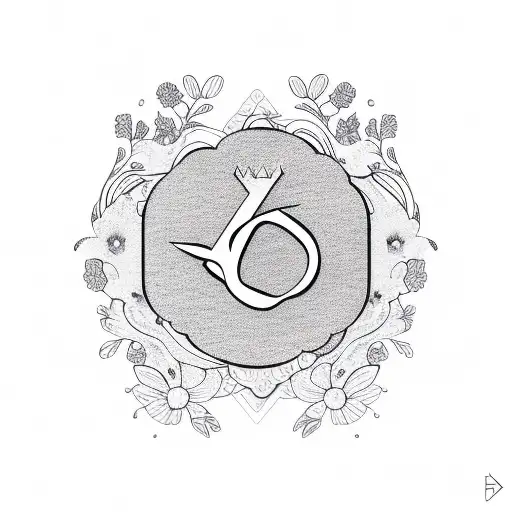 Lambda Letter With Floral Pattern