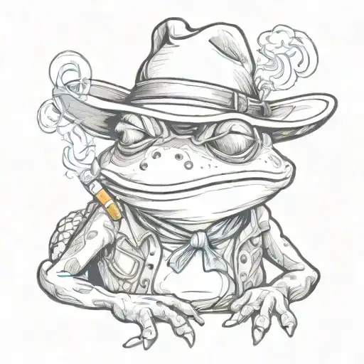 Funny Cowboy Frog Smoking