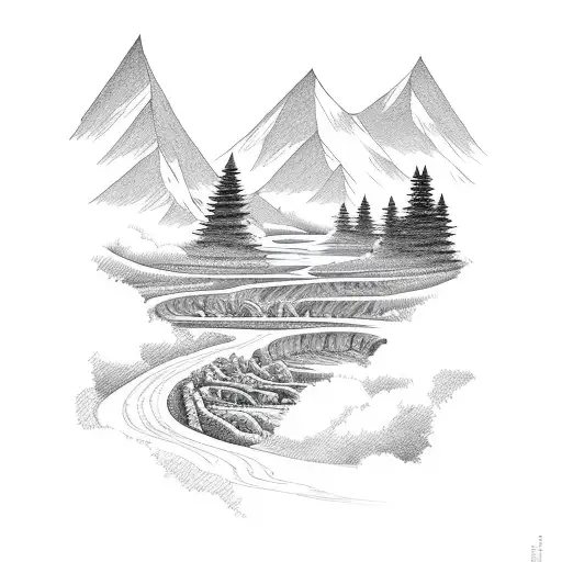 River And Mountain And Road