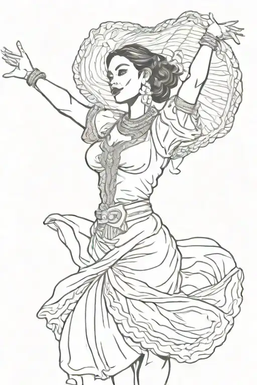 Woman In Traditional Cuban Dress Dancing