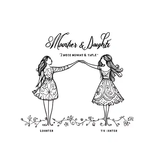 Name Written Inside Monther & Daughter Holding Hands