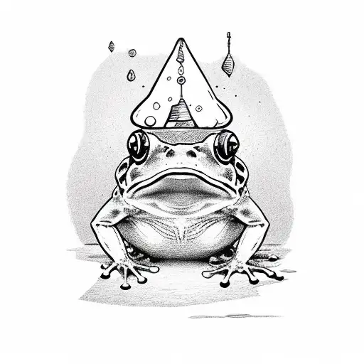 Standing Frog With Mage Hat And A Stuff With Megical Aura