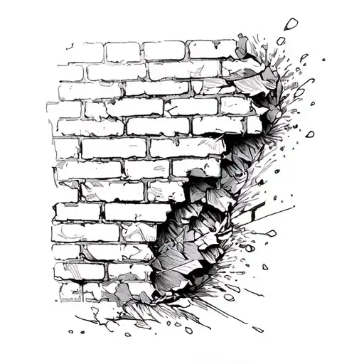 Brick Wall Being Torn