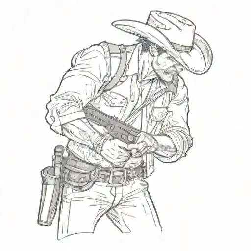 A Cowboy Holding A Gun