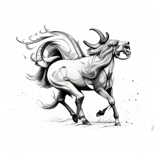 Horse And Ram Charging At Each Other