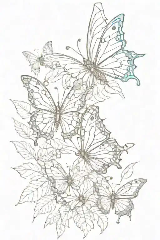 Fairy Garden Butterflies Leaves