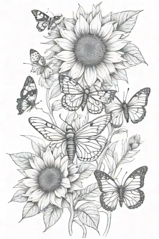 Sunflower Butterfly Dragonfly