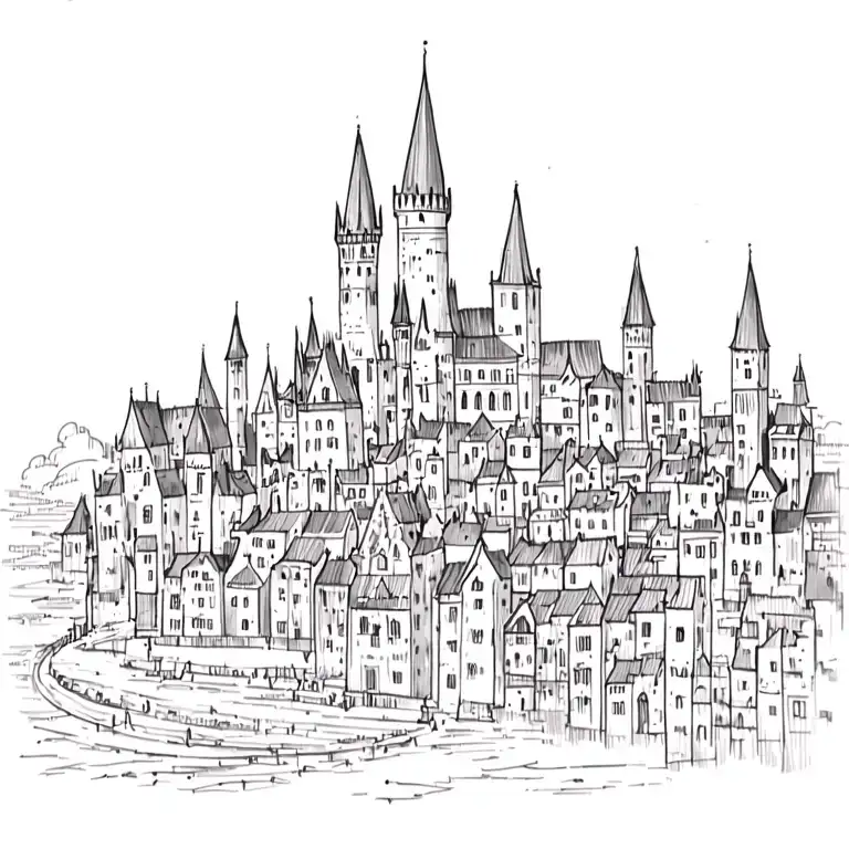 A Medieval City Skyline