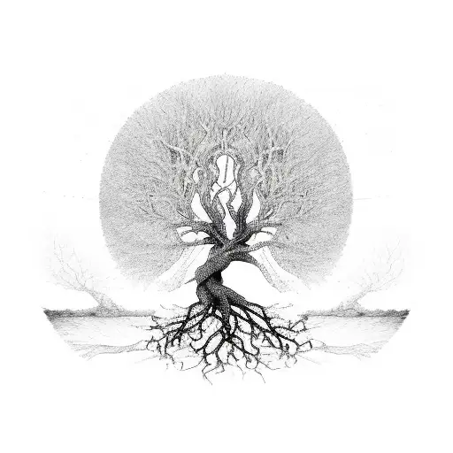 Tree Of Life With Roots And Dna Form