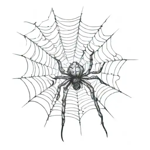 A Spider On A Web On A Stormy Night Sky