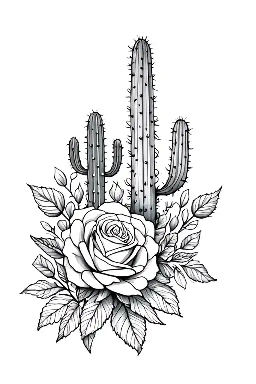 Floral Roses And Cactuses Sleeve Forearm