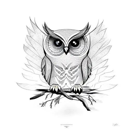 Owl With Its Wings Open