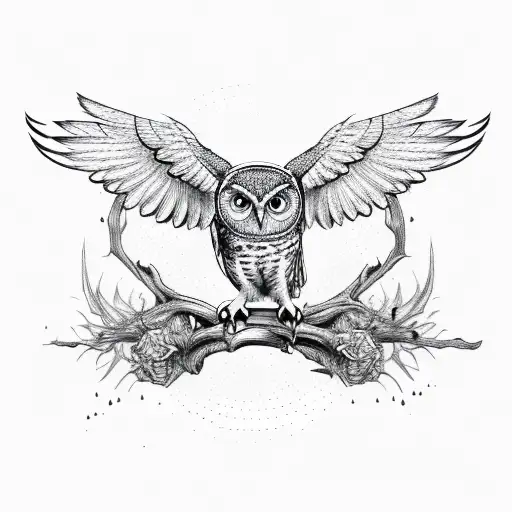 Owl With Its Wings Open