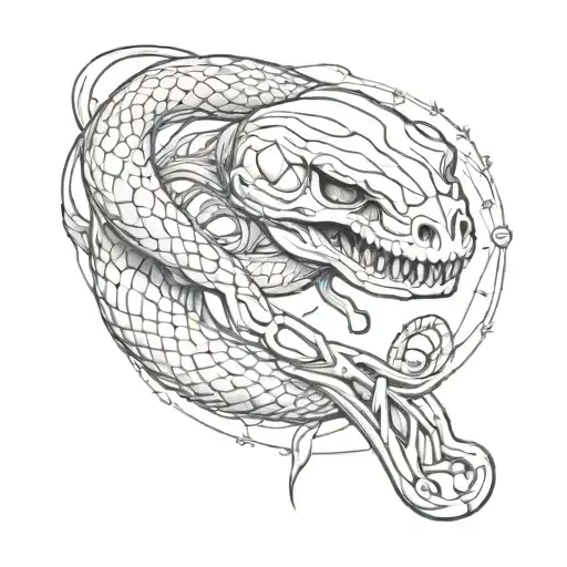 Snake An Coyfish Skeleton
