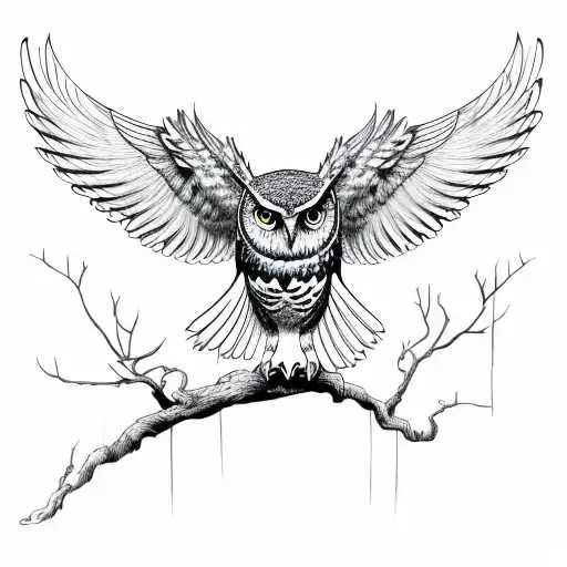 Owl With Its Wings Open