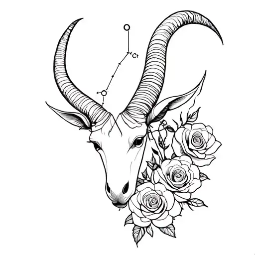 Capricorn Constellation And Small Roses