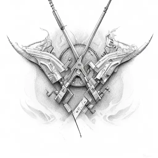 The Word Pain Spelled Out With Weapons