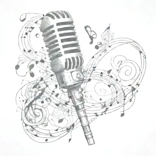 Music Notes Microphone Surrounded By Musical