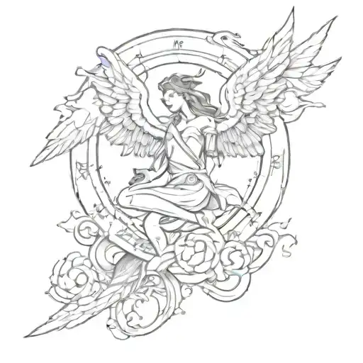 Create A Tattoo Design Combining Aguarius Astrological Sign And The Angel Number 414