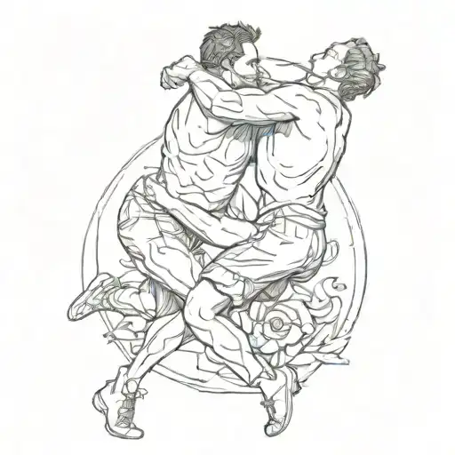 A Guy Lifting Another Guy In The Air From The Hips