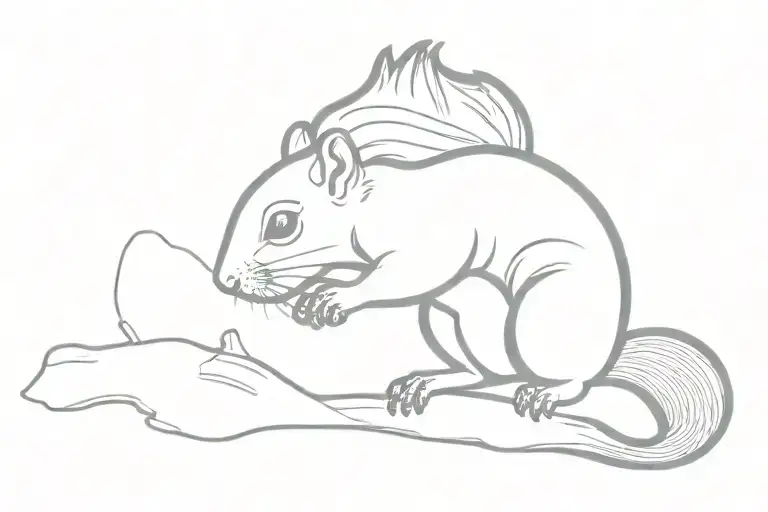 Uk Grey Squirrel Jumping From A Tree Small And Simple Black Outline