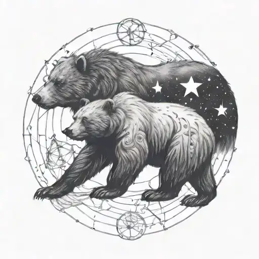 An Intricate Design Of A Bear Constellation Intertwined With Family Symbols