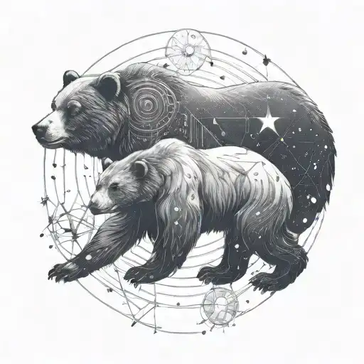 An Intricate Design Of A Bear Constellation Intertwined With Family Symbols